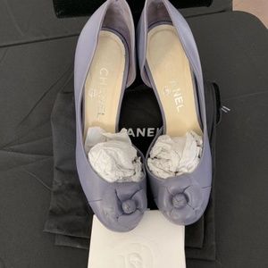Chanel Leather Camellia Half-d'Orsay Pumps size 38
